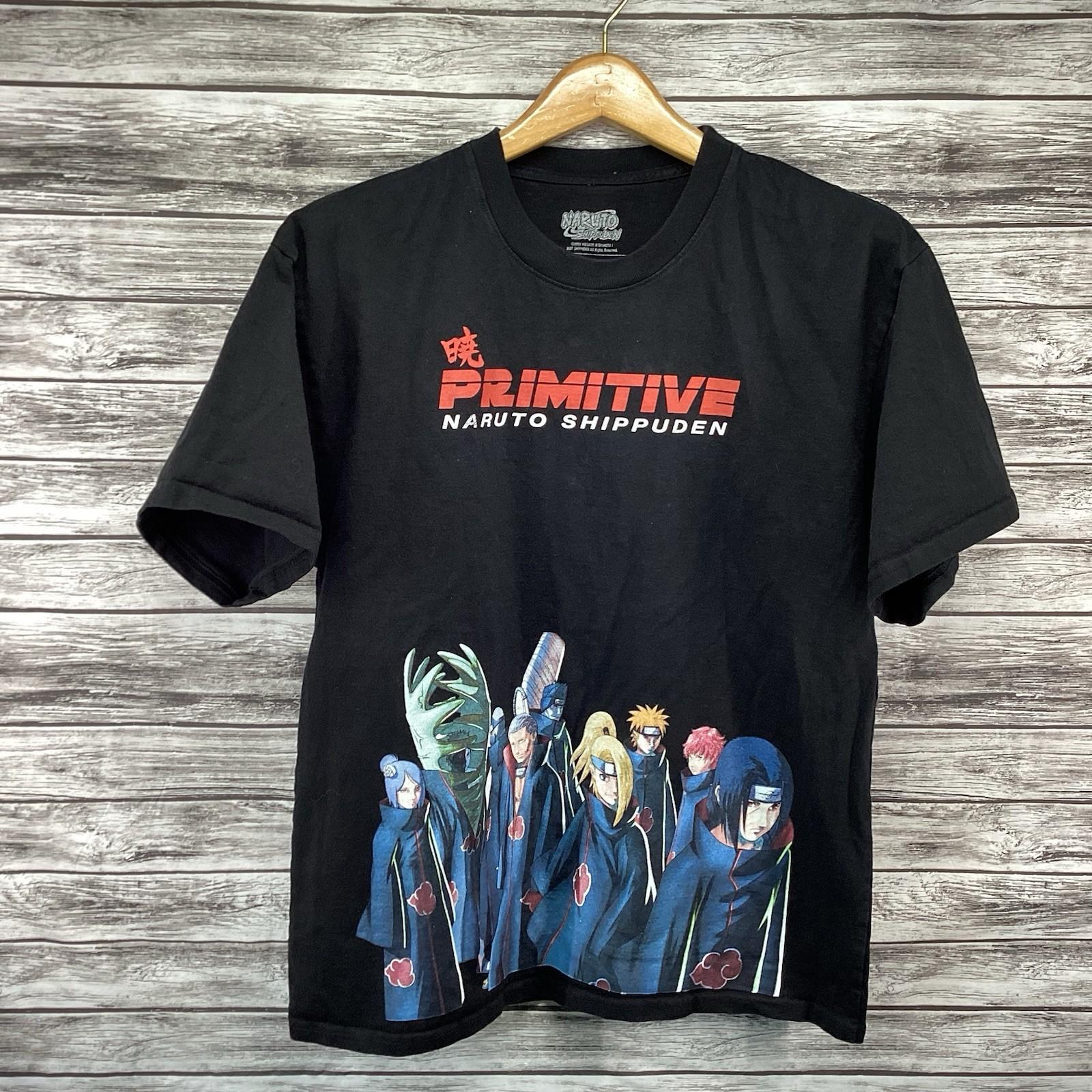 Naruto Shippuden x Primitive Akatsuki Shirt Men Medium Black Criminal Clan Anime Unisex T-Shirt L