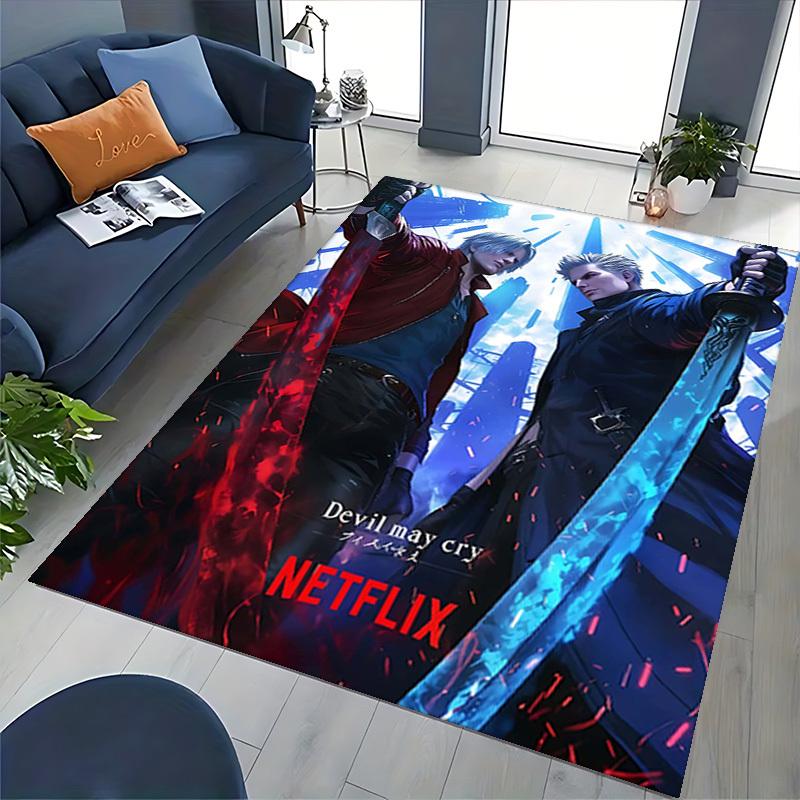 1pc Devil May Cry Dante & Vergil Anime Cartoon Design Office Chair Mat Non-Slip Carpet for Home Decor, Suitable for All Seasons.Y024