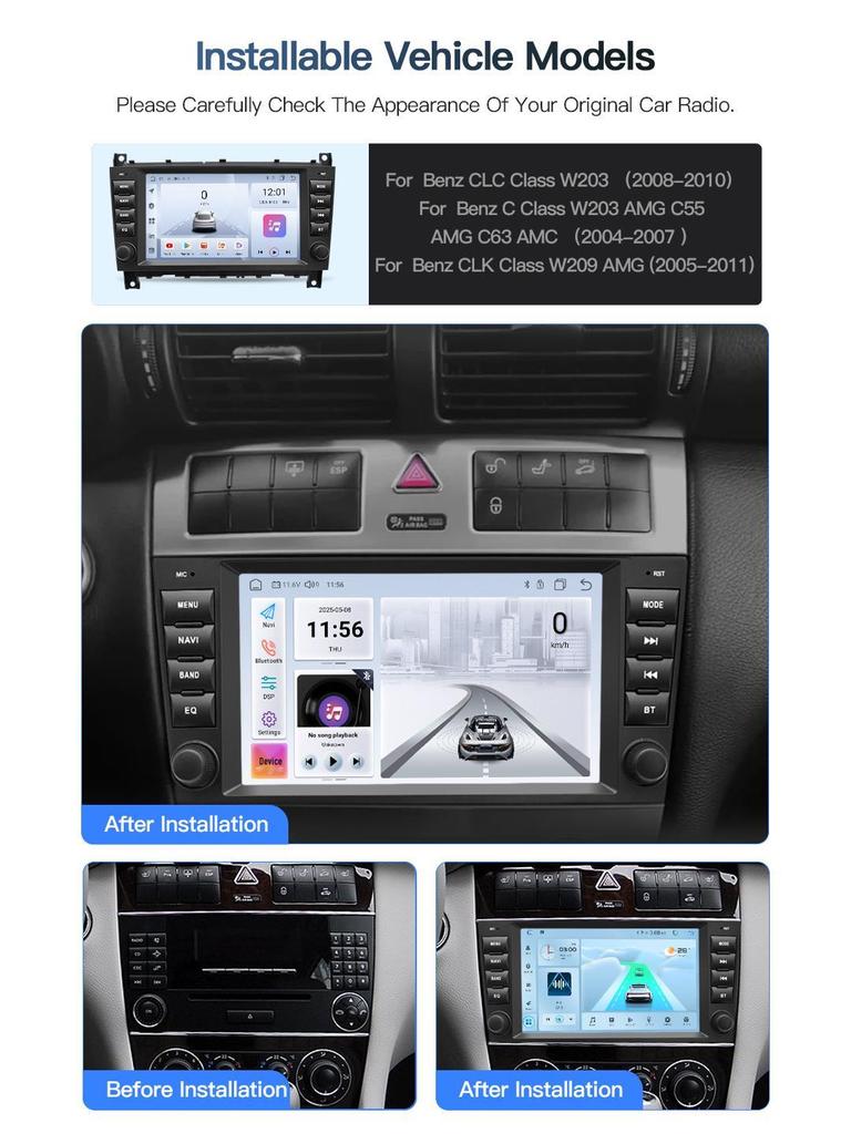 Compatible with Mercedes-Benz CLC-Class W203 Central Control Navigation Screen & Reversing Camera Radio Player