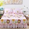 Fashion Soft Sanding Bedspread Anti-skip Wedding Bed skirt Queen King Size No Pilling Fitted Sheet Cover Double Layer Bed Cover