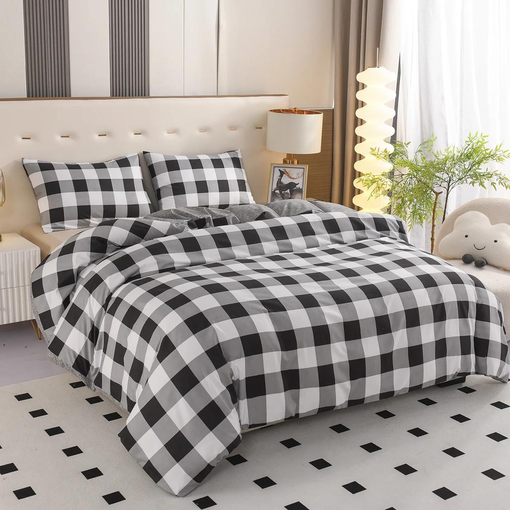 Heart Print Duvet Cover Set King Size Reversible Bedding Set Microfiber Modern 1 Quilt Cover Zipper Closure with 2 Pillowcases