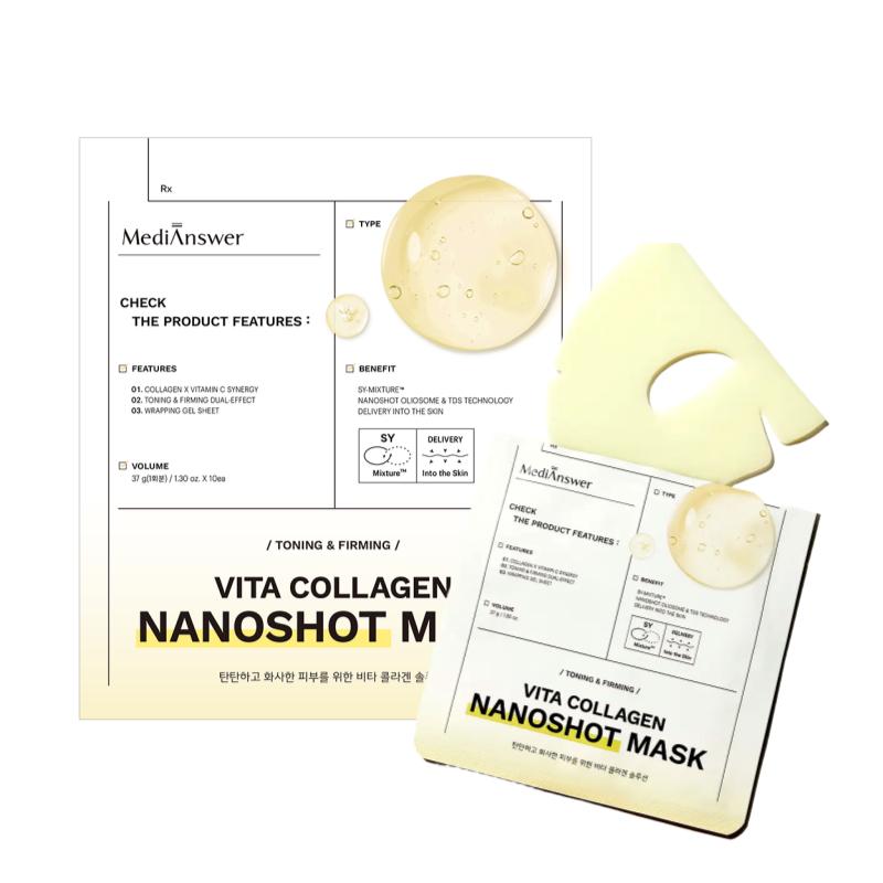 MediAnswer Vita Collagen Nano Shot Mask Brightening Firming Sheet Mask 37g x 5 Sheets