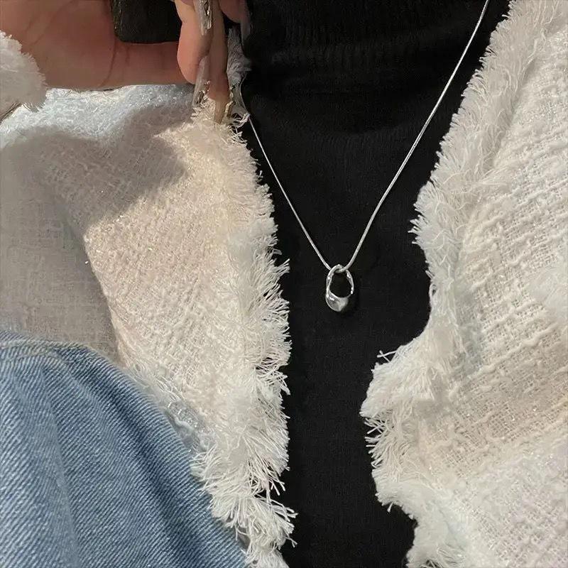 Autumn and winter sweater chain cold new round bead chain women's necklace niche design advanced double geometric accessories