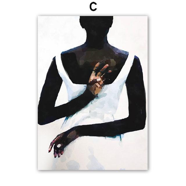 Beautiful Black Girl Wall Art Flowers Door Watercolor Oil Painting Minimalist Nordic Poster Printing Wall Painting Living Room