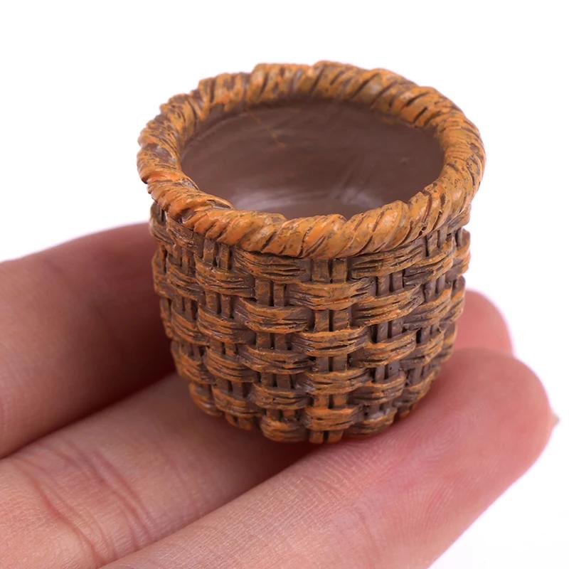 1Pc 1:12 Dollhouse Miniature Resin Basket Model Kitchen Accessories For Dolls House Decor Toys Gift