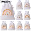 24pcs Rainbow-themed Linen Drawstring Bags Bohemian-style Drawstring Bags Party Gift Packaging Bags