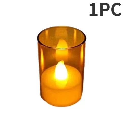 

10/1 шт. Светодиодная акриловая чашка-свеча Электронная беспламенная свеча теплого света с батарейкой Свадьба День рождения Вечеринка Домашний декор Огни