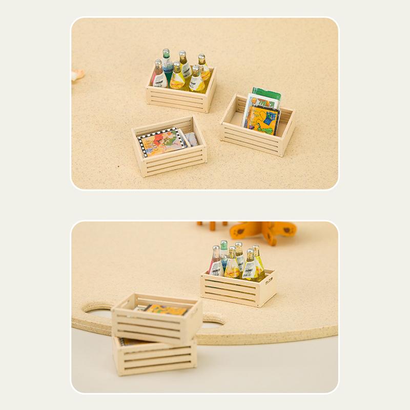 Doll House Decoration Mini Wooden Frame Fruit Frame Storage Frame Model Photo Props