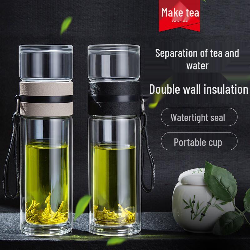 Tianxi 500ml Double-Layer Glass Tea Infuser Bottle