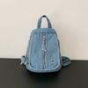 Vintage Solid Color Denim Backpack Large Capacity Multifunctional Chest Bag