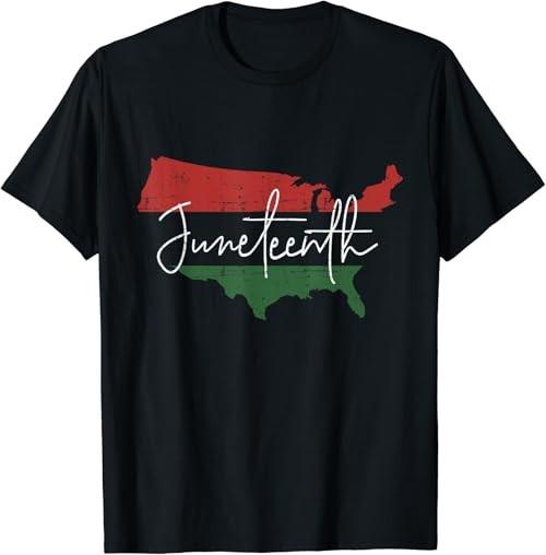 American map with pan african flag for Juneteenth since 1865 T-Shirt Unisex T-Shirt XXXL