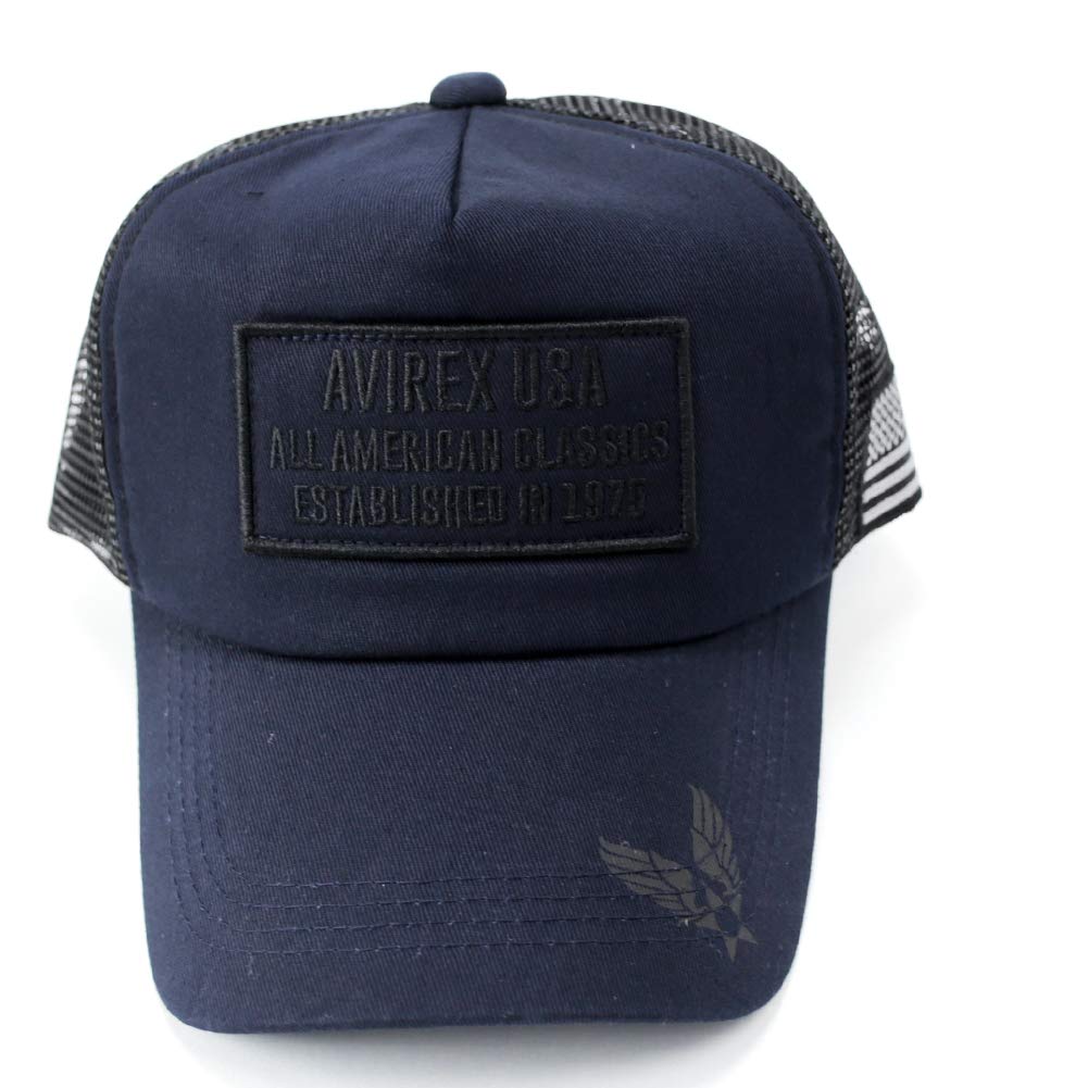 AVIREX Standard Military Mesh Plus Size Summer Cap Navy US Military Cap, XL/LL, Men's Hat, (XL, Patch)
