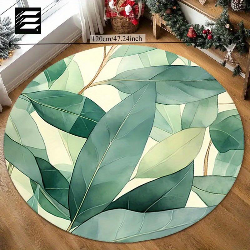 Round Willow Leaf Pattern Floor Mat - Non-Slip, Durable, Soft & Comfortable, Machine Washable, Lightweight, Ideal for Bathroom,