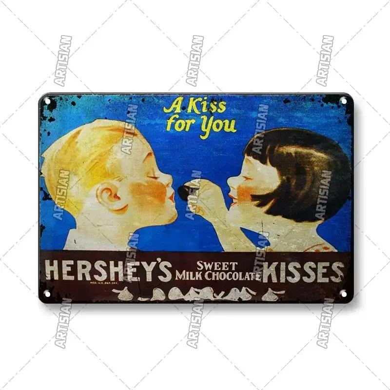 Rostige Kakao- und Schokoladen-Metallplakette Vintage-Poster Metallblechschild Retro Eisdiele Metallplatte Heimbar Café Industriedekor
