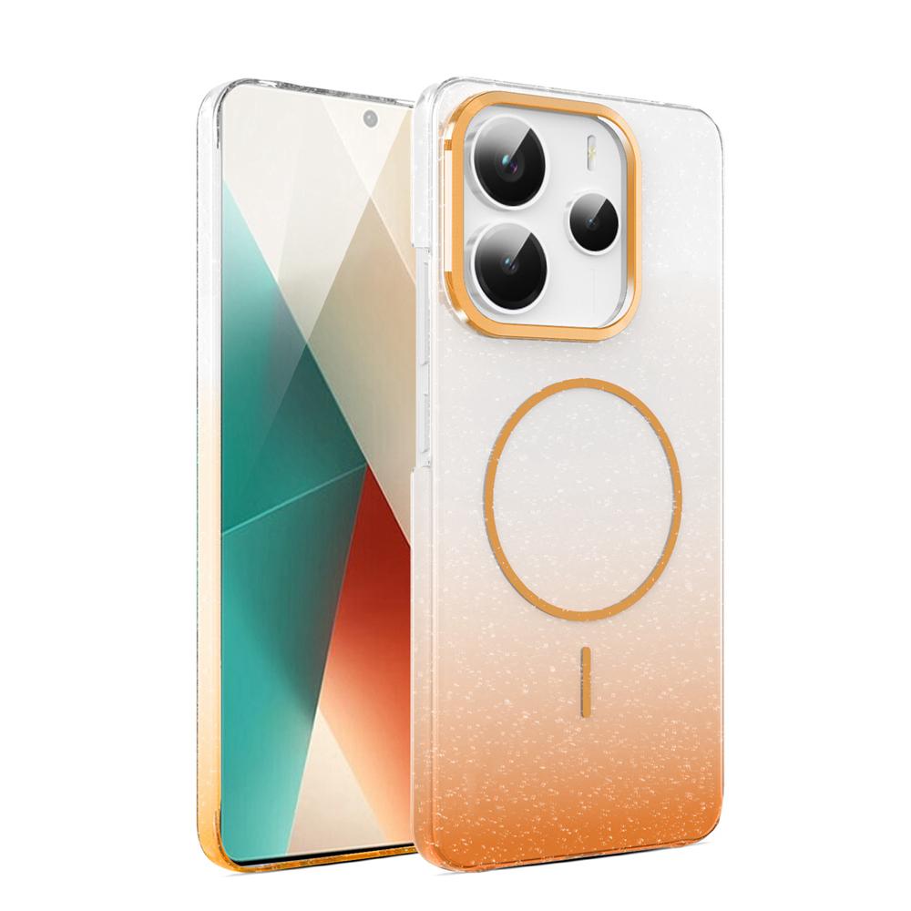 KEYSION Luxuriöse magnetische Handyhülle mit Farbverlauf und Glitzer für Redmi Note 14 Pro+5G 14 4G, stoßfeste Hart-PC-Rückabdeckung für POCO X7 5G