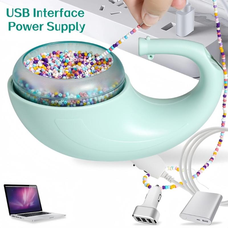 Compact Design USB Electric Automatic Bead Stringer for Portable Jewelry Making During Trips and Craft Fairs Activity