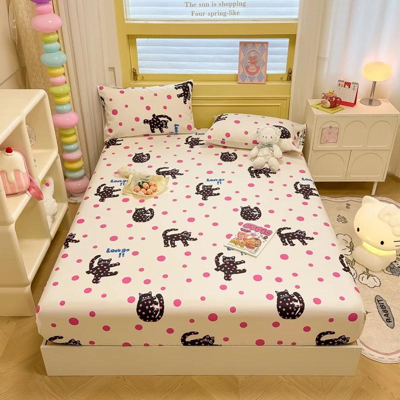 100% Cotton Bed Sheets Breathable Fitted Sheet Non-slip Bed Linen High Quality Mattress Cover roupa de cama (No Pillowcase)