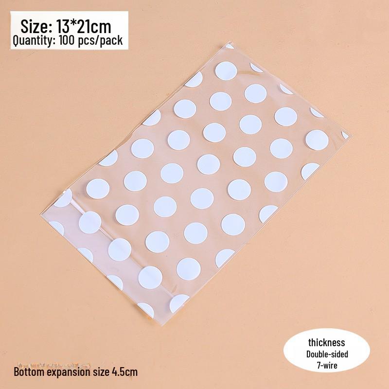 Gold Polka Dot Self-Adhesive Transparent Plastic Bags for Small Biscuits and Candy