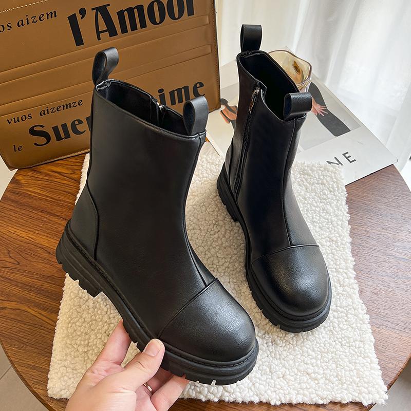 Fashion 2024 New Fashion Shoes for Women Zipper Women's Boots Autumn Round Toe Solid Mid-Calf Platform Water Proof Concise Short Boots