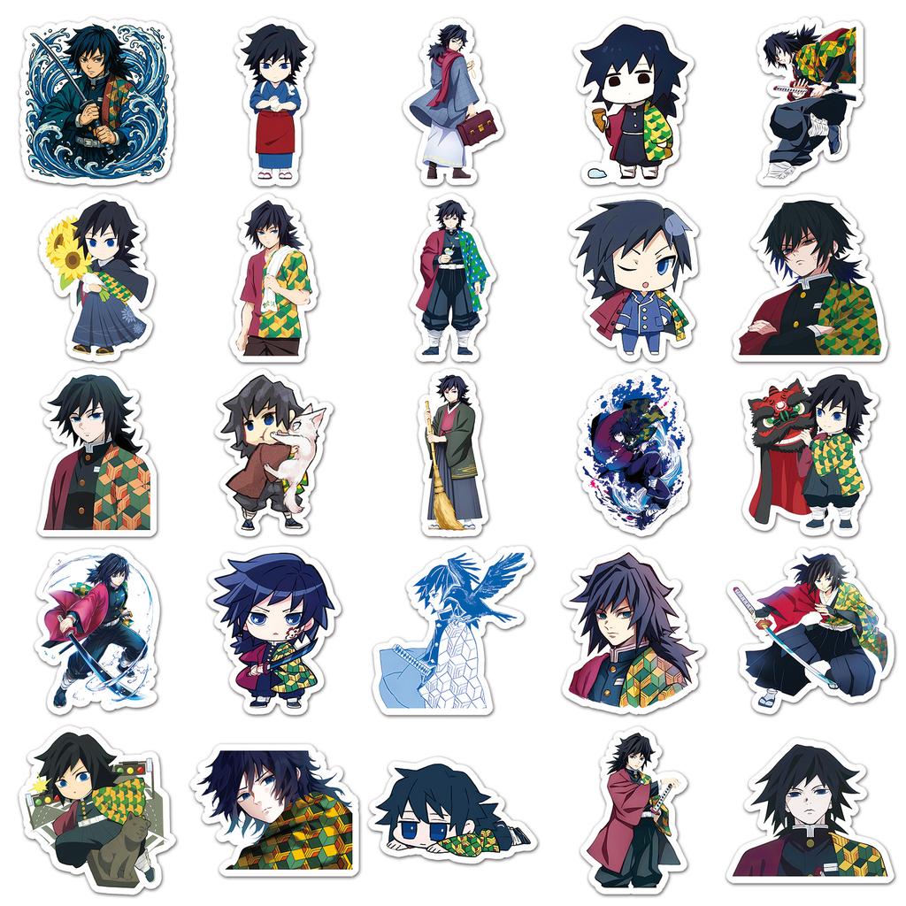 Giyu Tomioka Demon Slayer Water Hashira Stickers 50 Pcs Waterproof Anime Decals For Phone Laptop Journal Stationery Anime Lovers