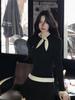 Plush Korean Bow Polka Dot Two-Piece Long Sleeve Women's Slimming Autumn T-shirt