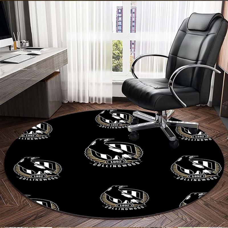 Collingwood Magpies Print Round Rug, Washable Floor Carpet, For Entryway Dorm Laundry Room Office Study, Home Decor Birthday Christmas Gift