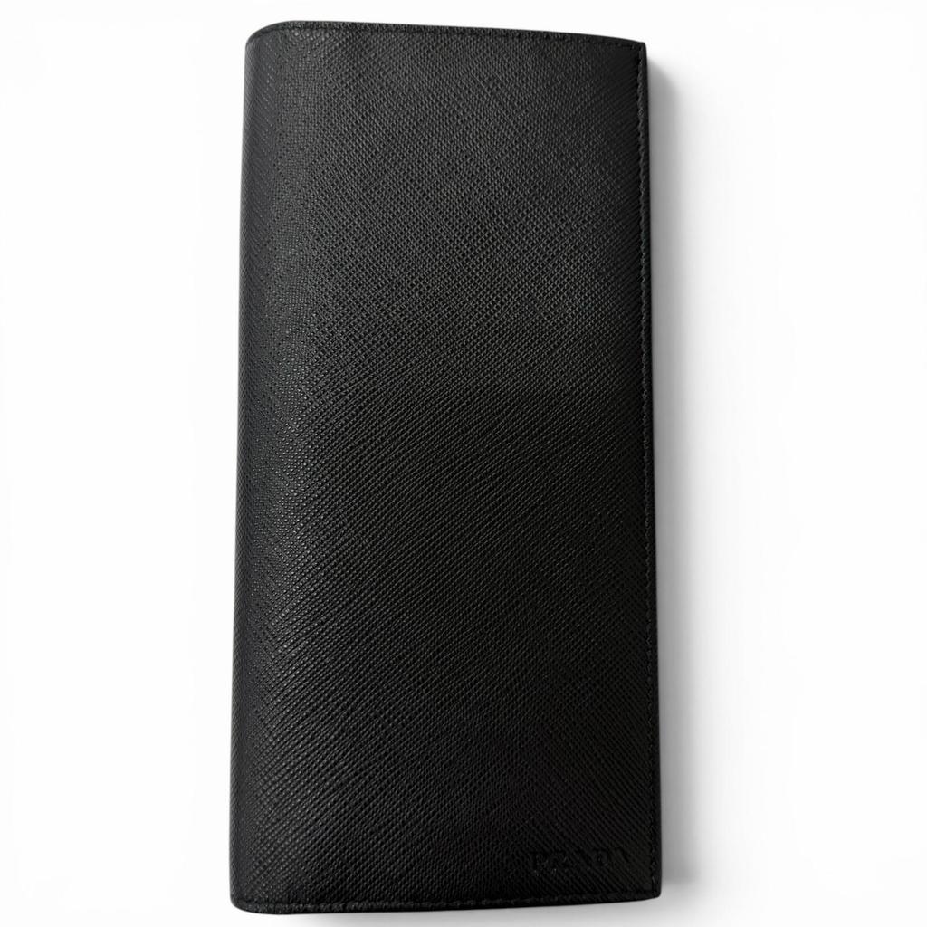 Great PRADA Purse Bifold Wallet Long Wallet black Safiano leather mens 2MV836 Used