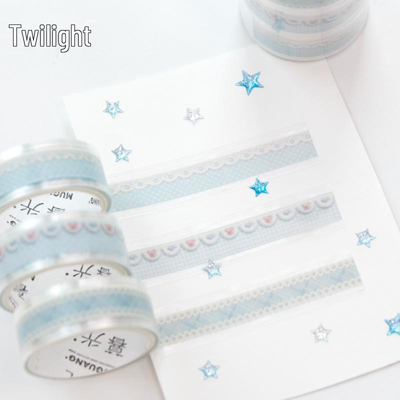 Twilight Dream Series PET Fabric Adhesive Tape - Fresh Ins Style, 6 Patterns for Journaling and Decoration