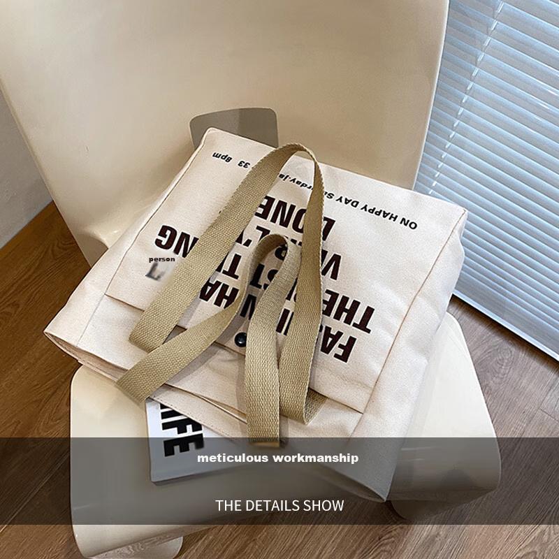 40000KM Retro Style Canvas Bag, Artistic Style, Shoulder Bag, Versatile Commuter Tote Bag