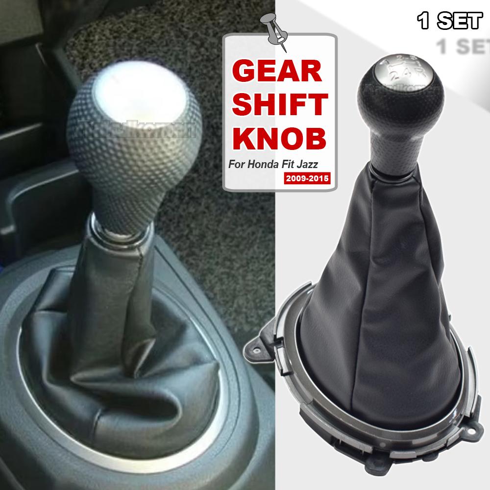 For Honda FIT/Jazz 2009 2010-2015 Manual 5 Speed Gear Shift Knob Lever Stick Shifter HandBall Gaitor Boot Leather Cover Case
