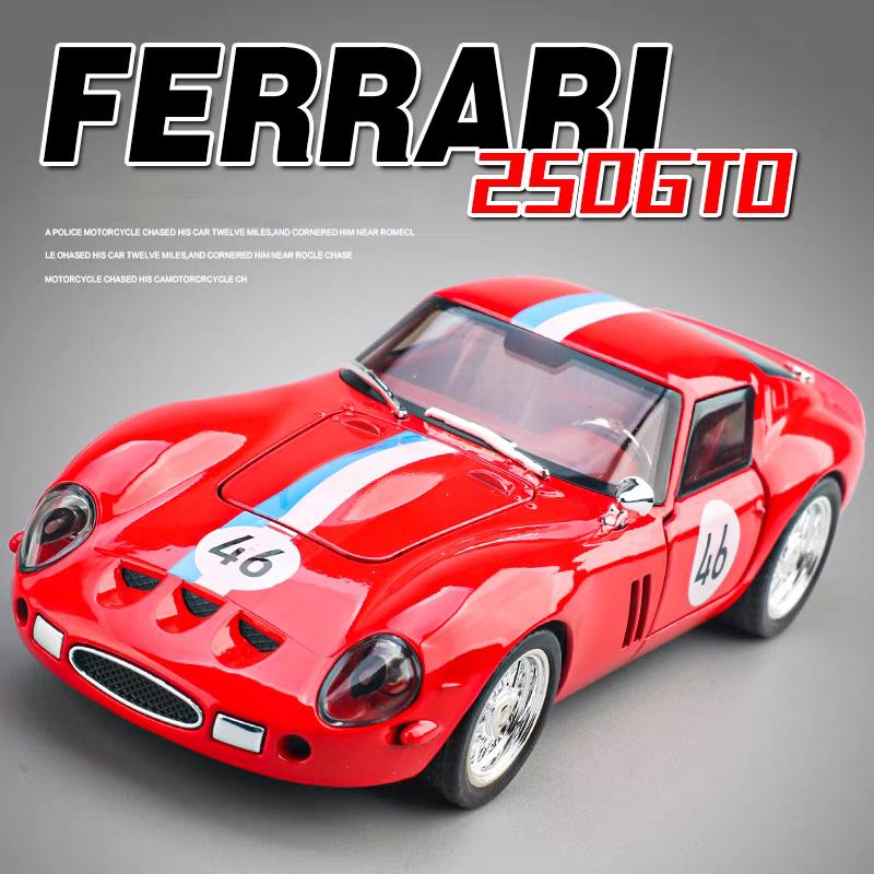 Ferrari 250 GTO 1962 Classic Supercar Simulation Diecast & Toy Vehicles Sounds & Light Pull Back Car 1:32 Alloy Model Birthday Gifts