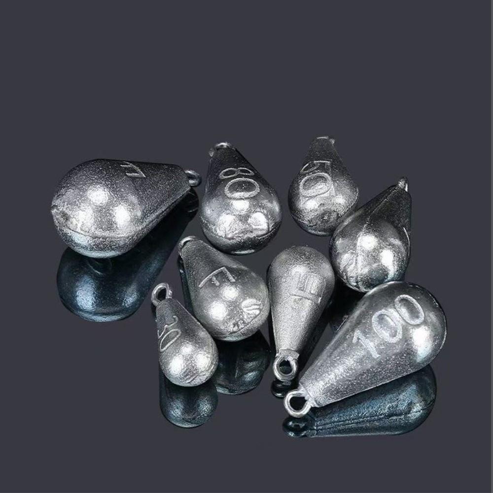 5 Pieces Pack 20g-120g Range Fishing Sinkers Iron Material Teardrop Sinkers  For Fishing