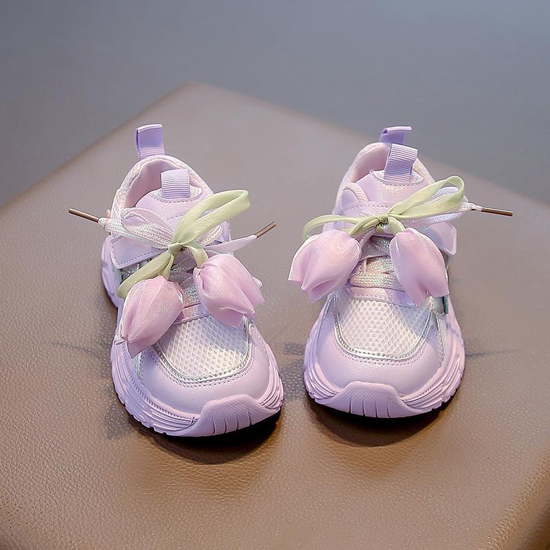 Girl's Casual Shoes New Style Appliques Wear-resistant Soft Rebound Durable Teens Girl Sneakers Student Hicking Shoes Kid I08265