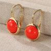 Vintage Golden Plated Red Round Beads Dangle Earrings Women's Elegant Pendant Earrings Jewelry Accessories Fit Festival Weddings