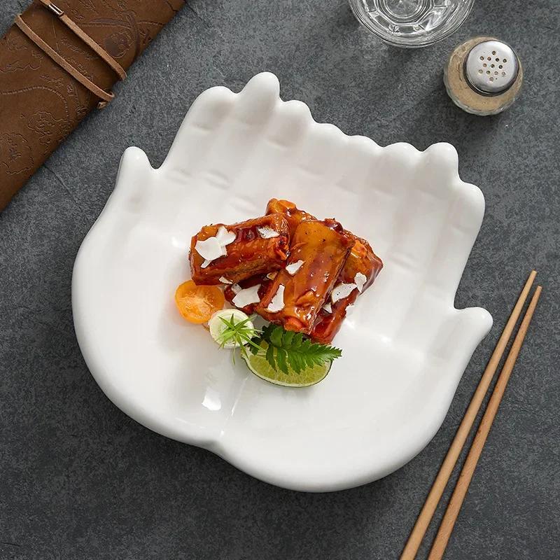 Special-shaped Double-layer Bergamot Insulation Plate Creative Restaurant High-grade Ceramic Artistic Conception Dishes
