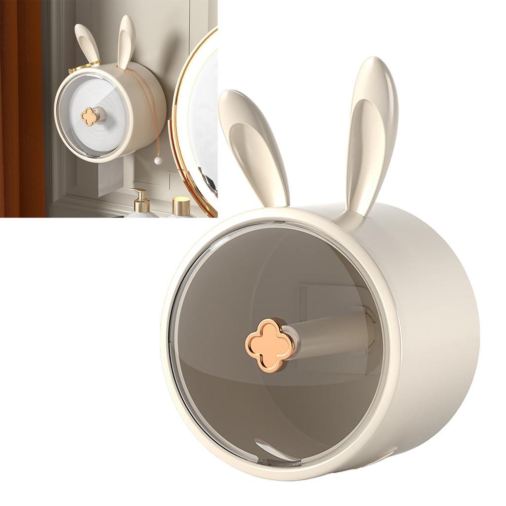 Toilet Paper Dispenser Roll Box White Transparent Cover Bunny Design Large Capacity Easy Access
