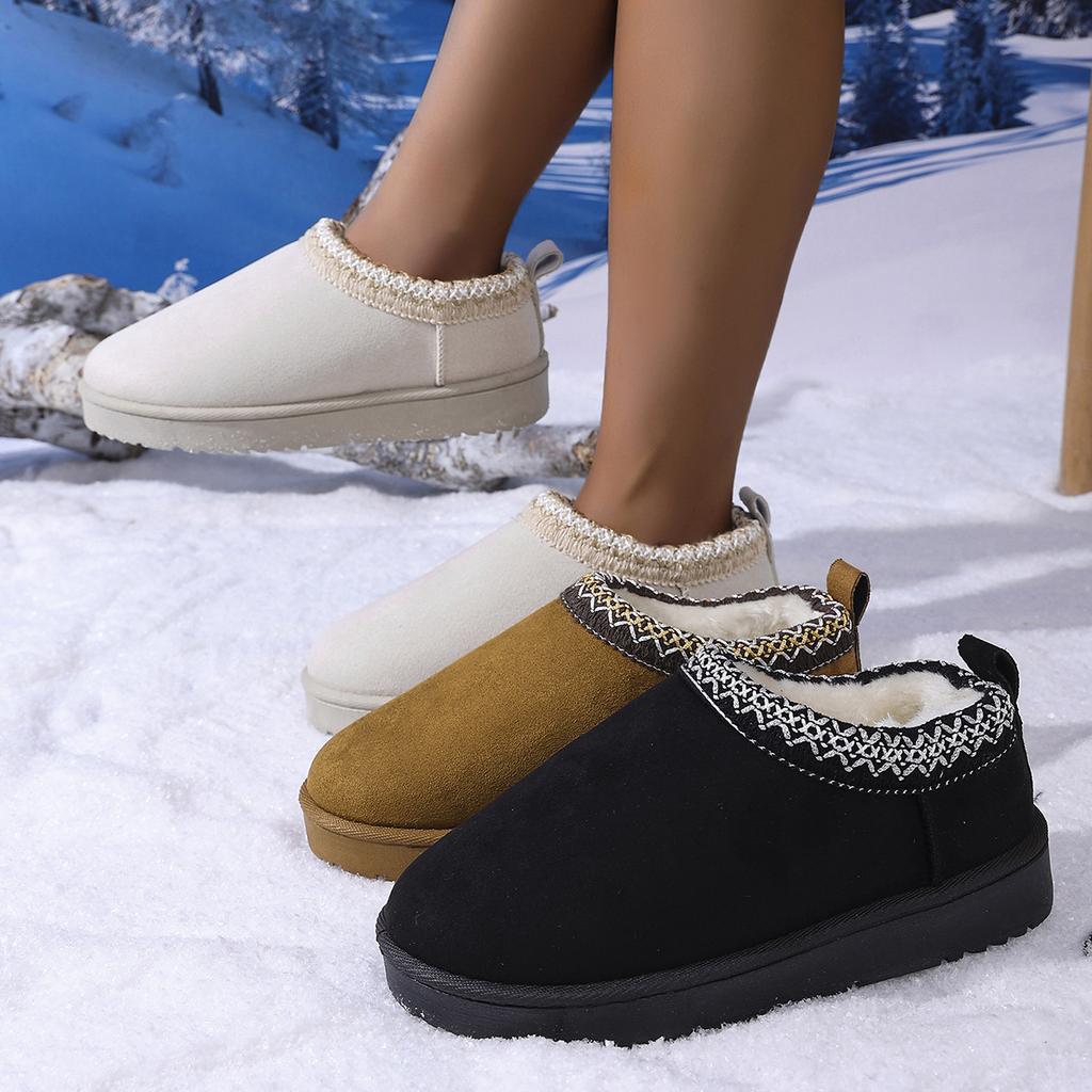 Women's Padded Lining Soft Thick Sole Heightened Outdoor Thickened Warm Lightweight Comfortable Stirrup Ground Cotton Shoes Snow Boots Cotton Shoes