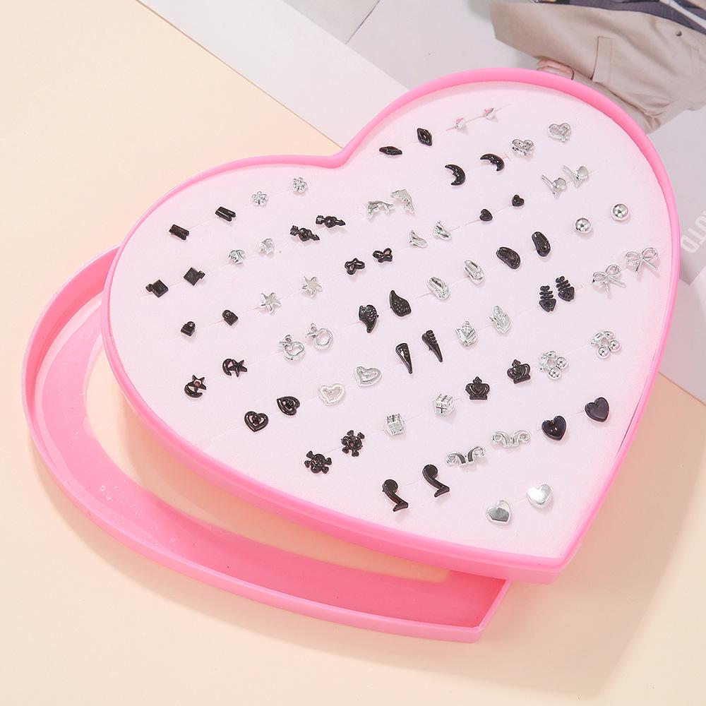 36 Pairs Non-allergenic Heart Box Earring Set - Fashionable, Non-repeating Designs for Women and Best Friends.
