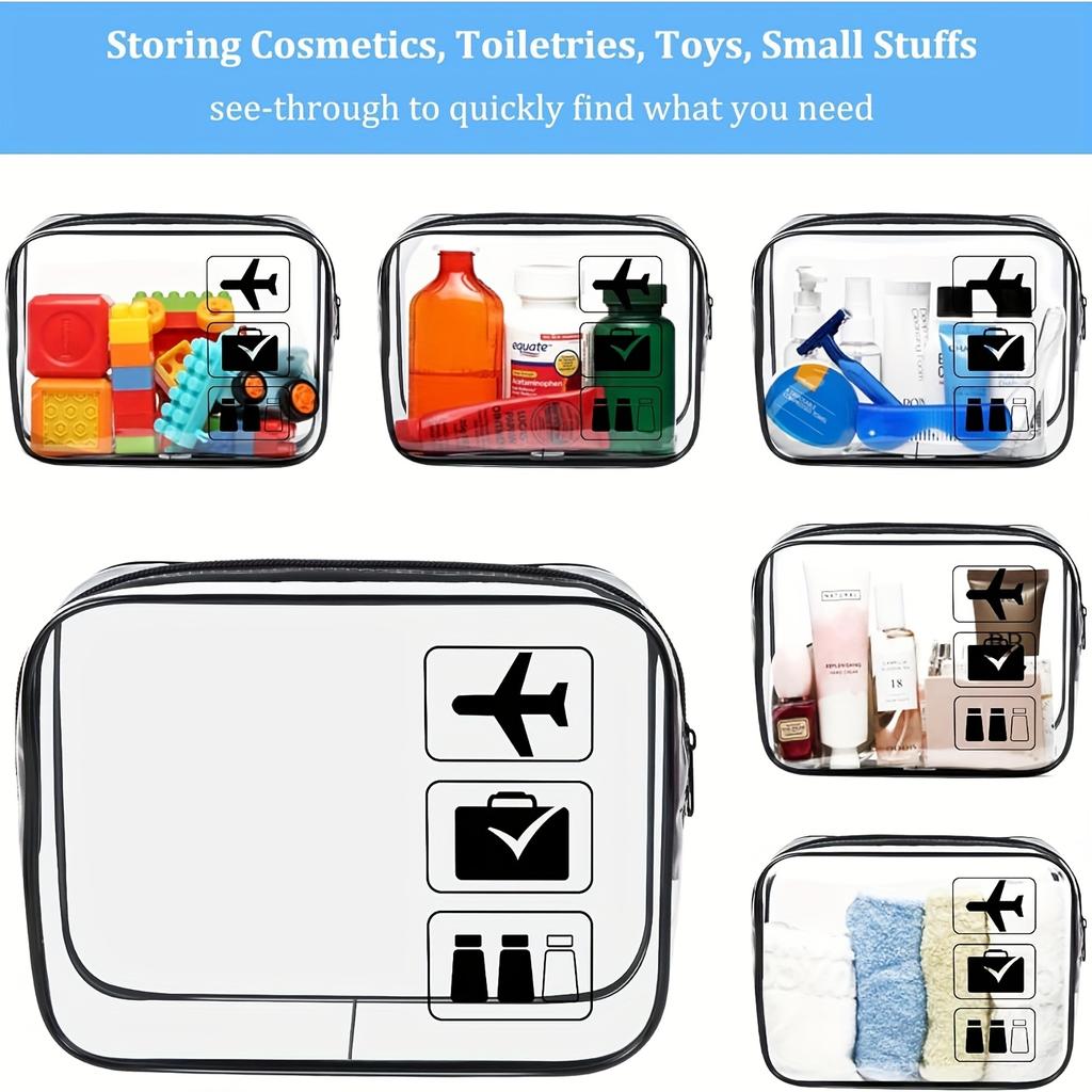 TSA Approved Clear Toiletry Bag - Durable PVC Travel Makeup Cosmetic Organizer with Zipper Closure, Travel Accessorie