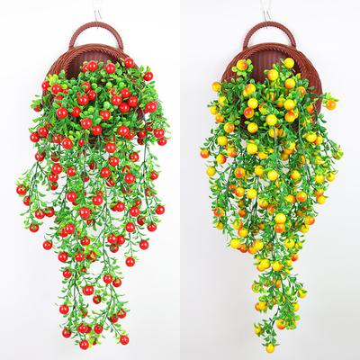 Plastic Flower Simulation Flower Living Room Home Decoration Flower Lucky Fruit Fortune Bean Fortune Fruit Red Bean In Stock Holly Fruit Wall Hanging