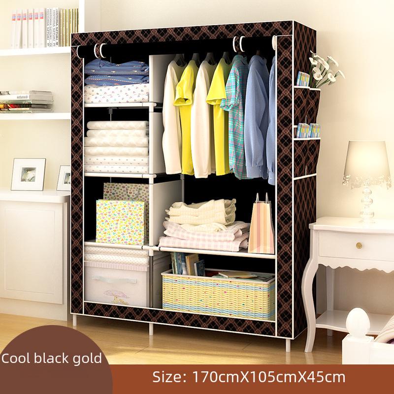 Simple Non-Woven Dustproof Folding Wardrobe with Steel Frame and Hanger