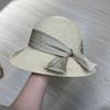 Bow new upturned straw hat casual sun hat simple beach vacation travel sun protection jazz hat female tide
