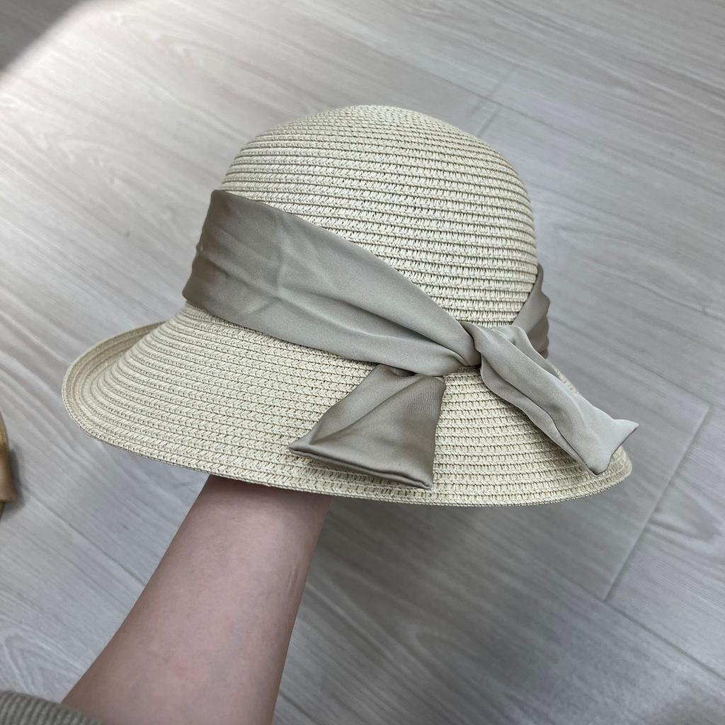 Bow new upturned straw hat casual sun hat simple beach vacation travel sun protection jazz hat female tide