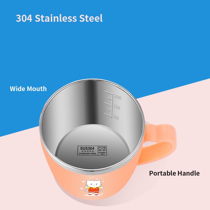 1pc 250ml/8.5oz Office Cup With Lid Handle Coffee Cup Hand Cup Milk Cup Gift Cup 304 Stainless Steel Mark Cup