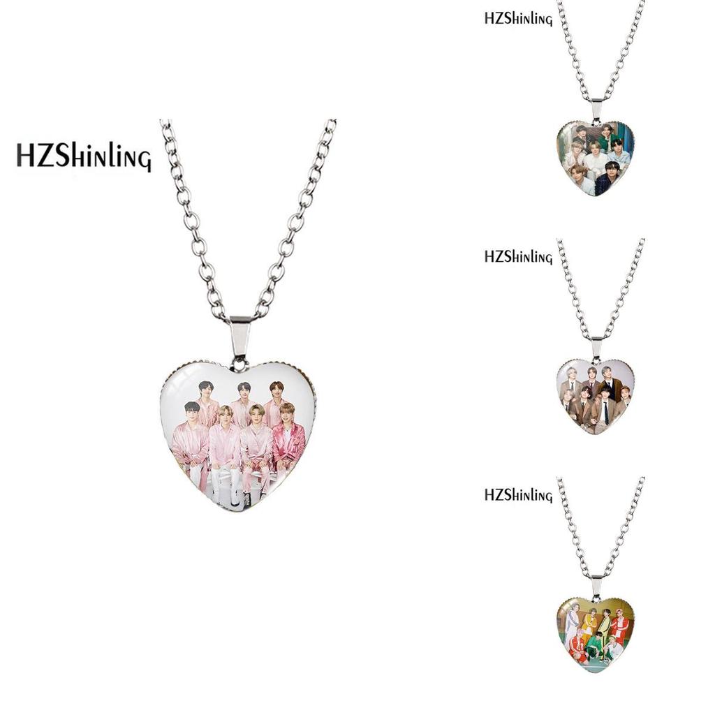 Stunning Heart-shaped Bts Necklace With Colorful Gemstones For Fashion Enthusiasts