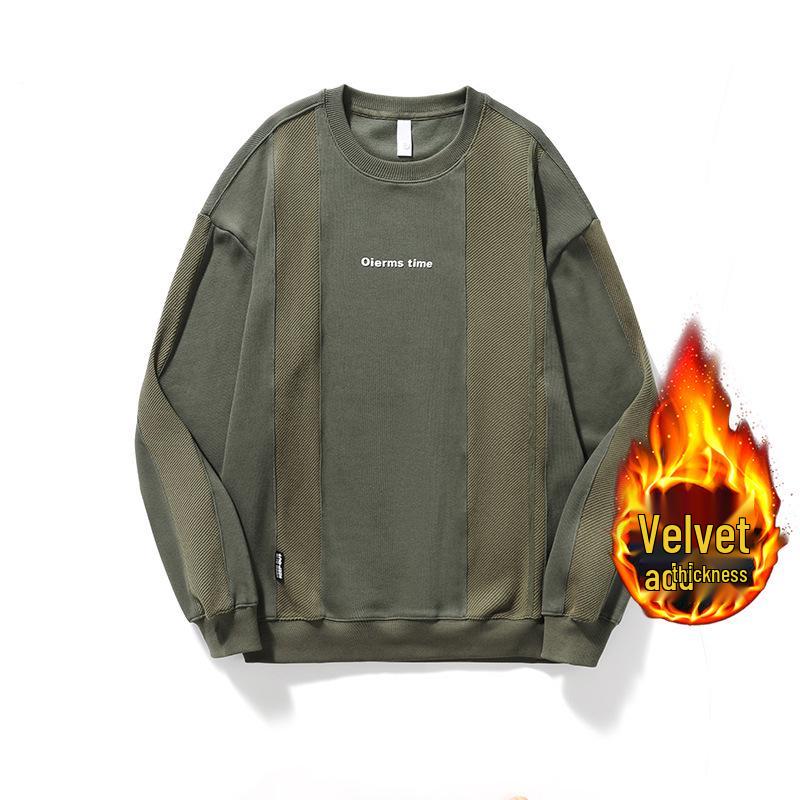 Men's Retro Patchwork Knit Hoodie: Heavyweight, Loose-Fit, Plus Size, Long Sleeve for Autumn & Winter