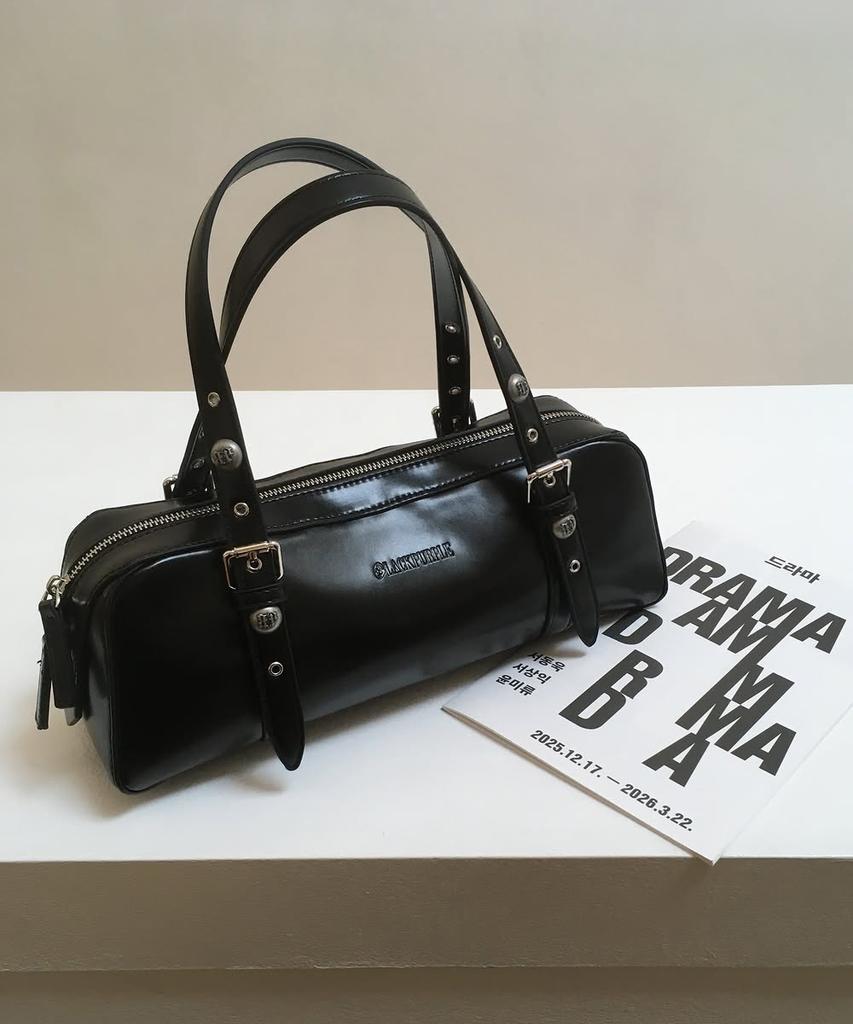 Black Purple Harness Boston Bag_Black