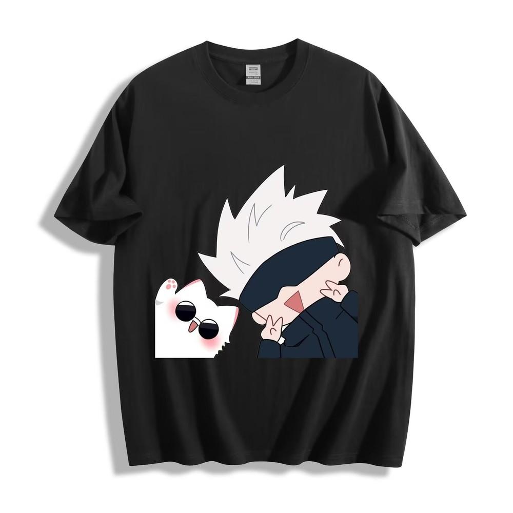Jujutsu Kaisen Chibi Gojo T-Shirt - Cute Cat Companion Design Unisex Tee Unisex T-Shirt S