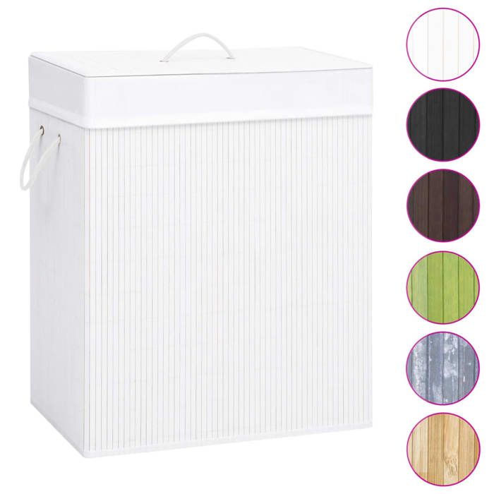 VidaXL Panier à linge avec une seule section bambou blanc 83 L 320752