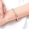 Double Line 14Kgp Rose Gold Fashion Curve Bangle Bracelet